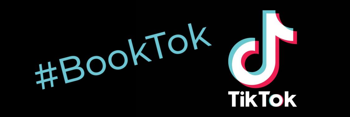 tiktoks logo på sort baggrund med lyseblåt #booktok
