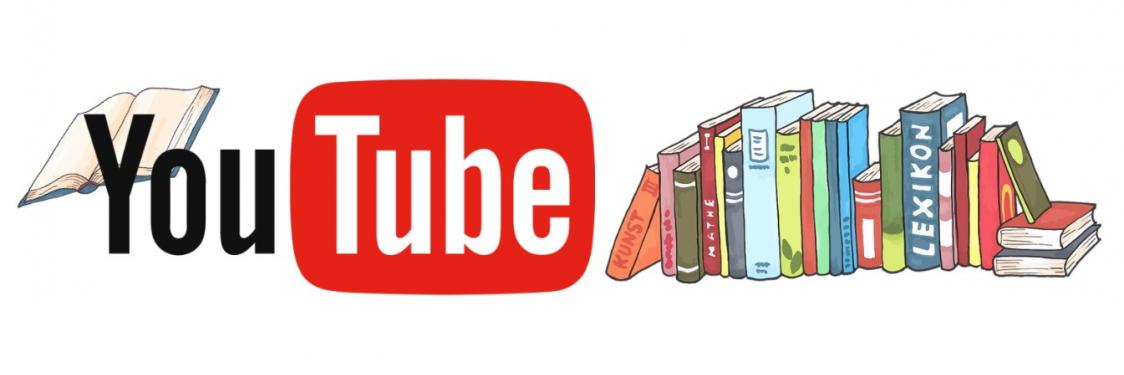 Youtube logo og illustrationer af bøger